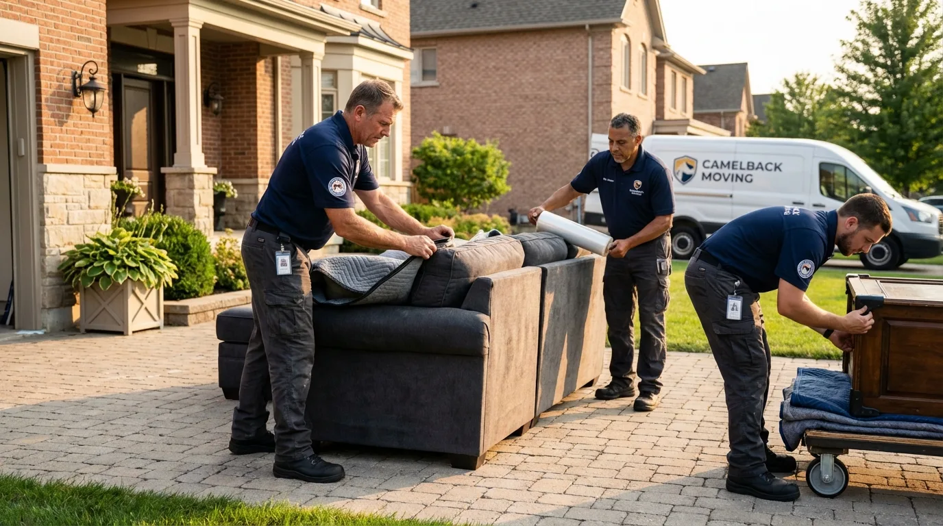 Large estate moving crew wrapping furniture in Lakeland, MN