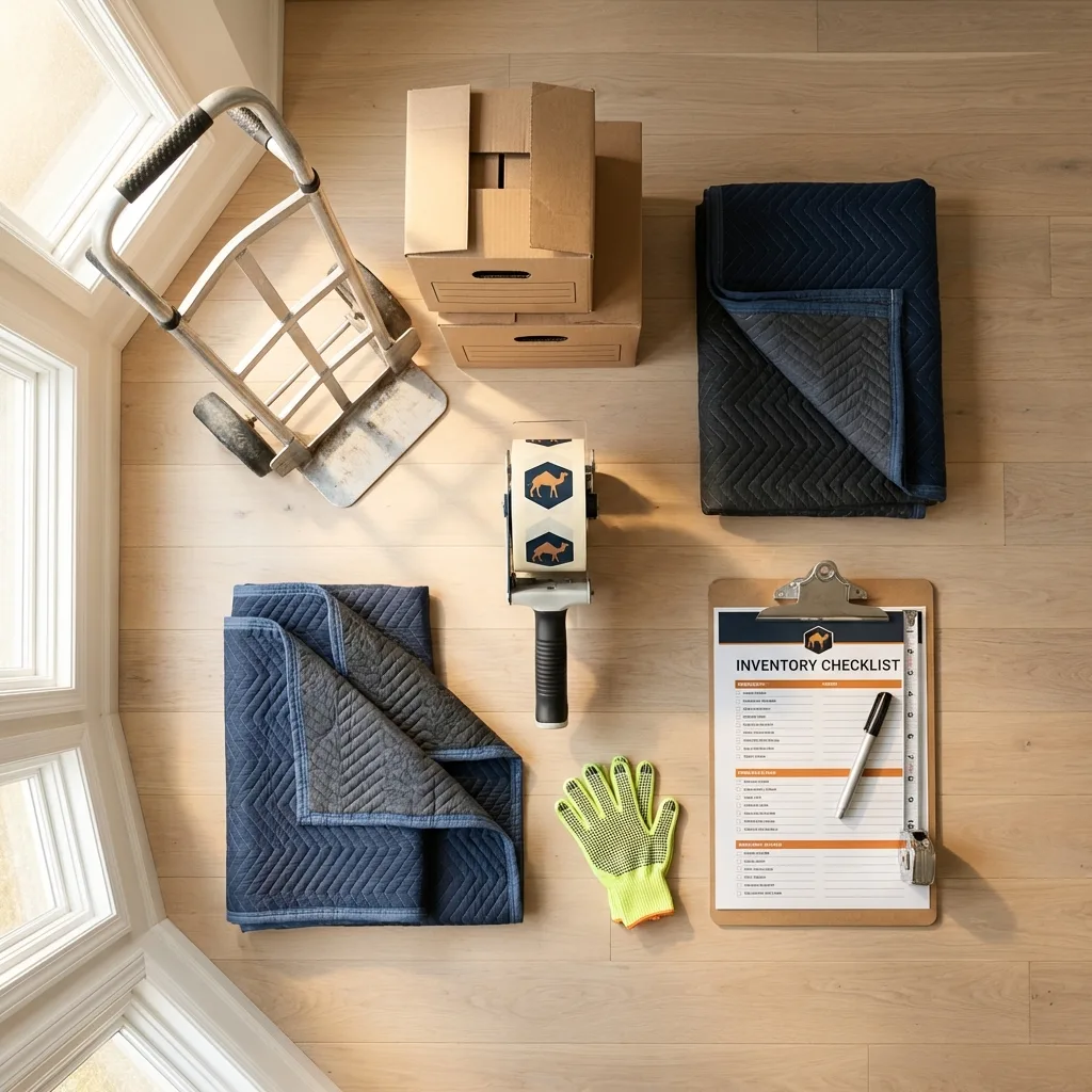 Professional moving supplies and packing materials layout for Lakeland residential relocations